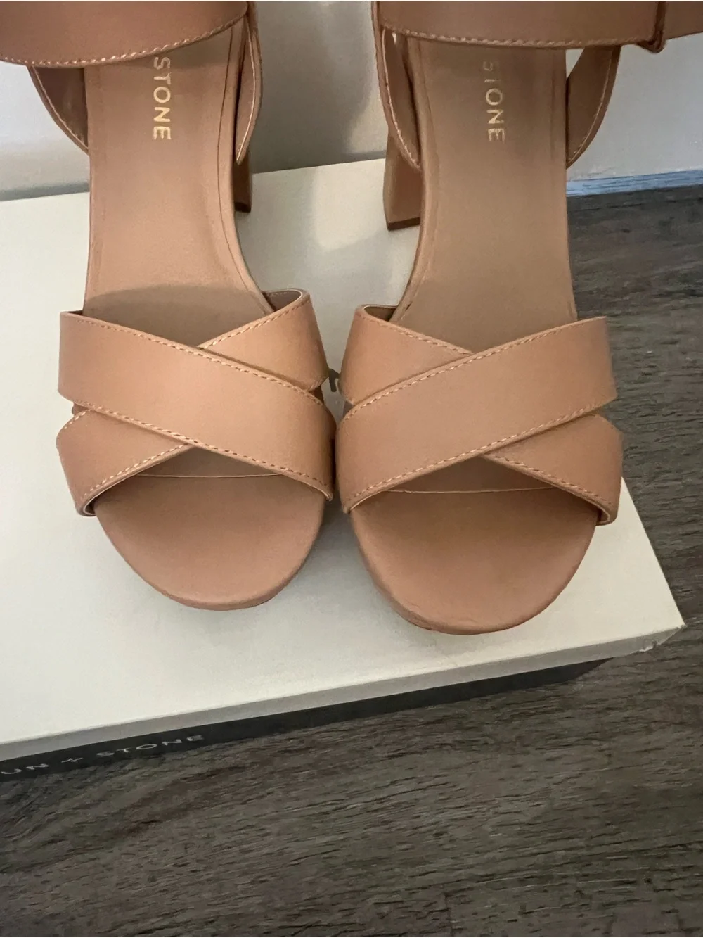 Sun + Stone Women's Lillah Nude Heel Platform Dress Sandal, Size 8 New with box